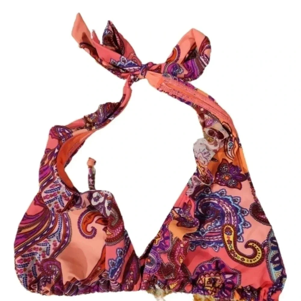 NWOT Old Navy Paisley Bikini Top - Pink and Purple Size L